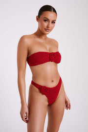Valencia Rose Crochet Bikini Bottom - Red