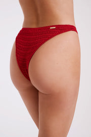 Valencia Rose Crochet Bikini Bottom - Red