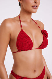 Verali Rose Crochet Bikini Top - Red