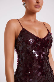 Romilly Sequin Mini Dress - Burgundy