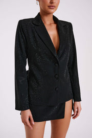 Rhett Square Diamante Jacket - Black