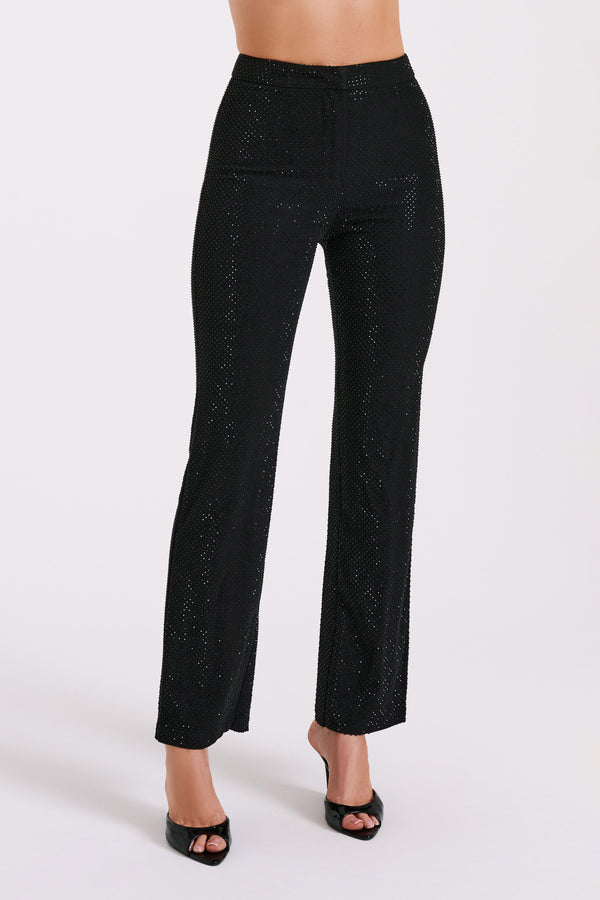 Kaycee Straight Leg Diamante Pants Black MESHKI