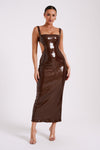 Adoria Sequin Cut Out Maxi Dress - Red