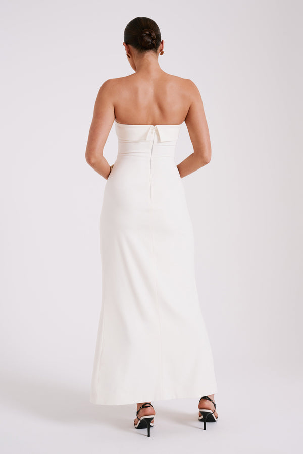 Abbie Strapless Suiting Maxi Dress - Ivory