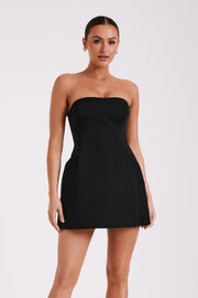 Neeka Strapless Bow Back Mini Dress - Black