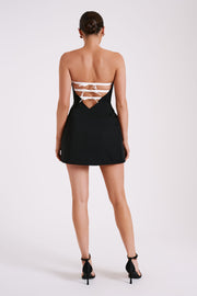 Neeka Strapless Bow Back Mini Dress - Black