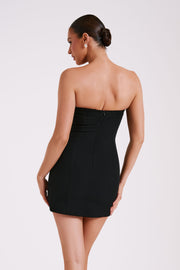 Saoirse Strapless Mini Dress With Diamante Bow - Black