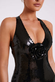 Eliza Rose Sequin Maxi Dress - Black