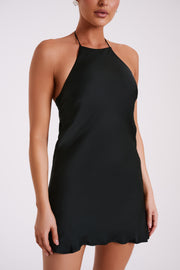 Atlas Satin Bow Mini Dress - Black