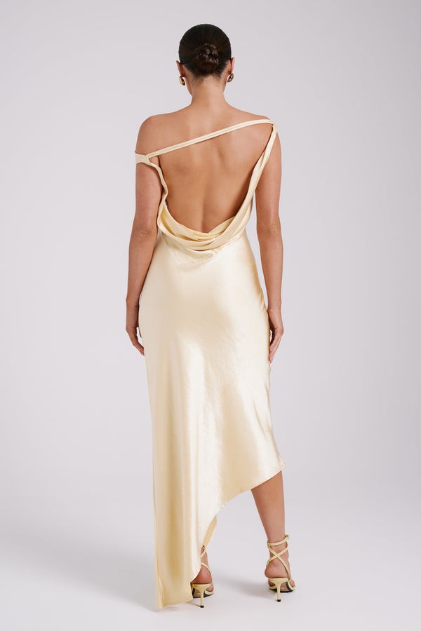 Shop Formal Dress - Yvette  Slip Maxi Dress With Asymmetrical Hem - Butter sixth image