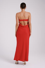 Antonella Strapless Keyhole Maxi Dress - Red