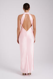 Claire Satin Drape Back Maxi Dress - Rosewater