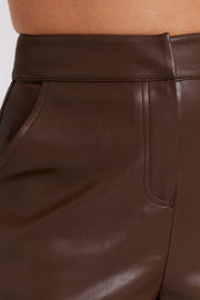 Ingrid Faux Leather Shorts - Dark Brown