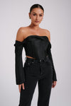 Giselle Satin Off Shoulder Top - White