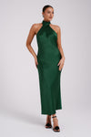Paulette Satin Maxi Dress With Bow - Black & White
