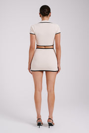 Klara Contrast Knit Mini Skirt - Cream