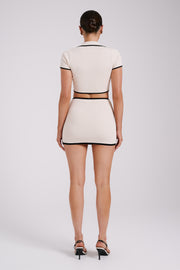 Klara Contrast Knit Cardigan - Cream