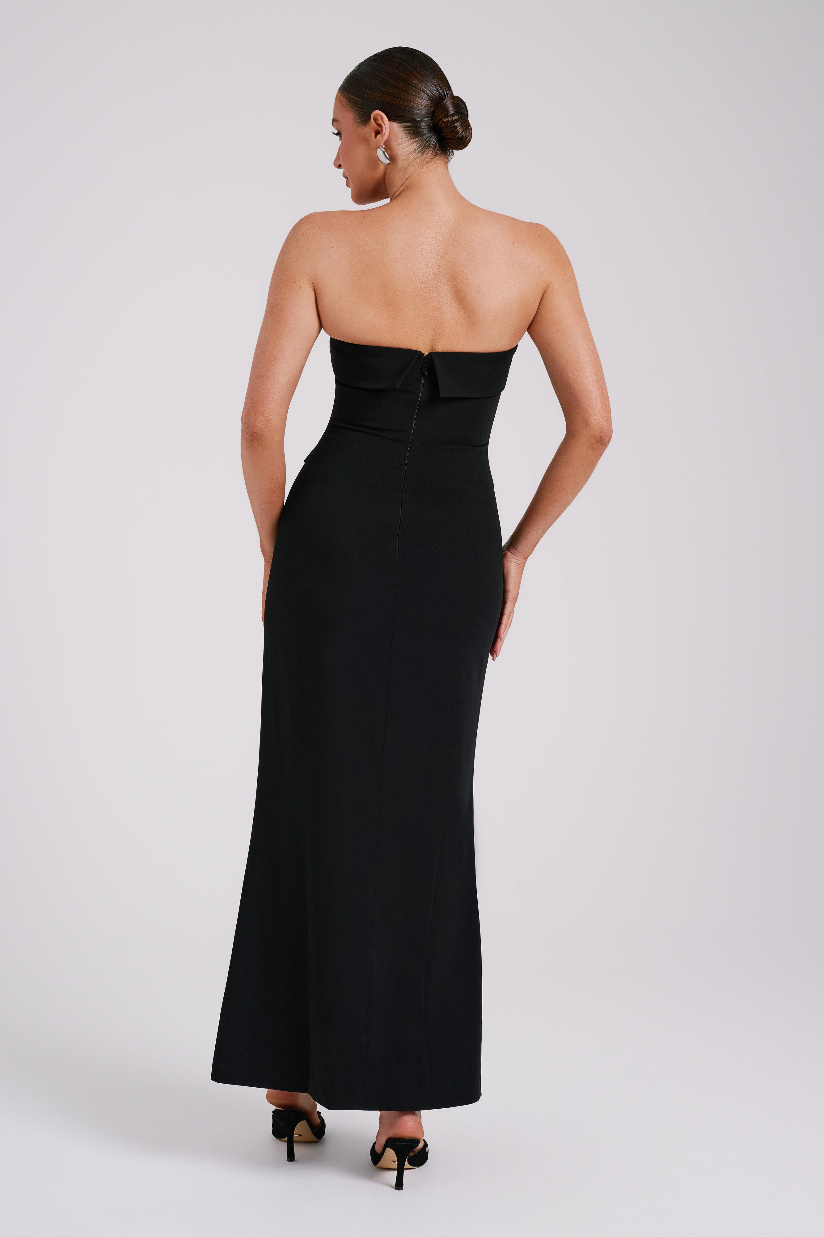 Abbie Strapless Suiting Maxi Dress Black MESHKI