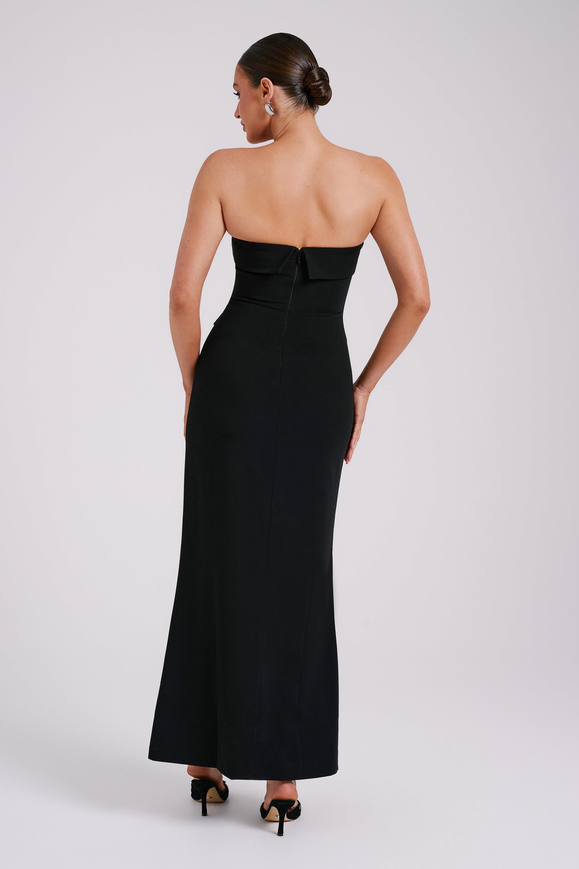 Abbie Strapless Suiting Maxi Dress - Black #2