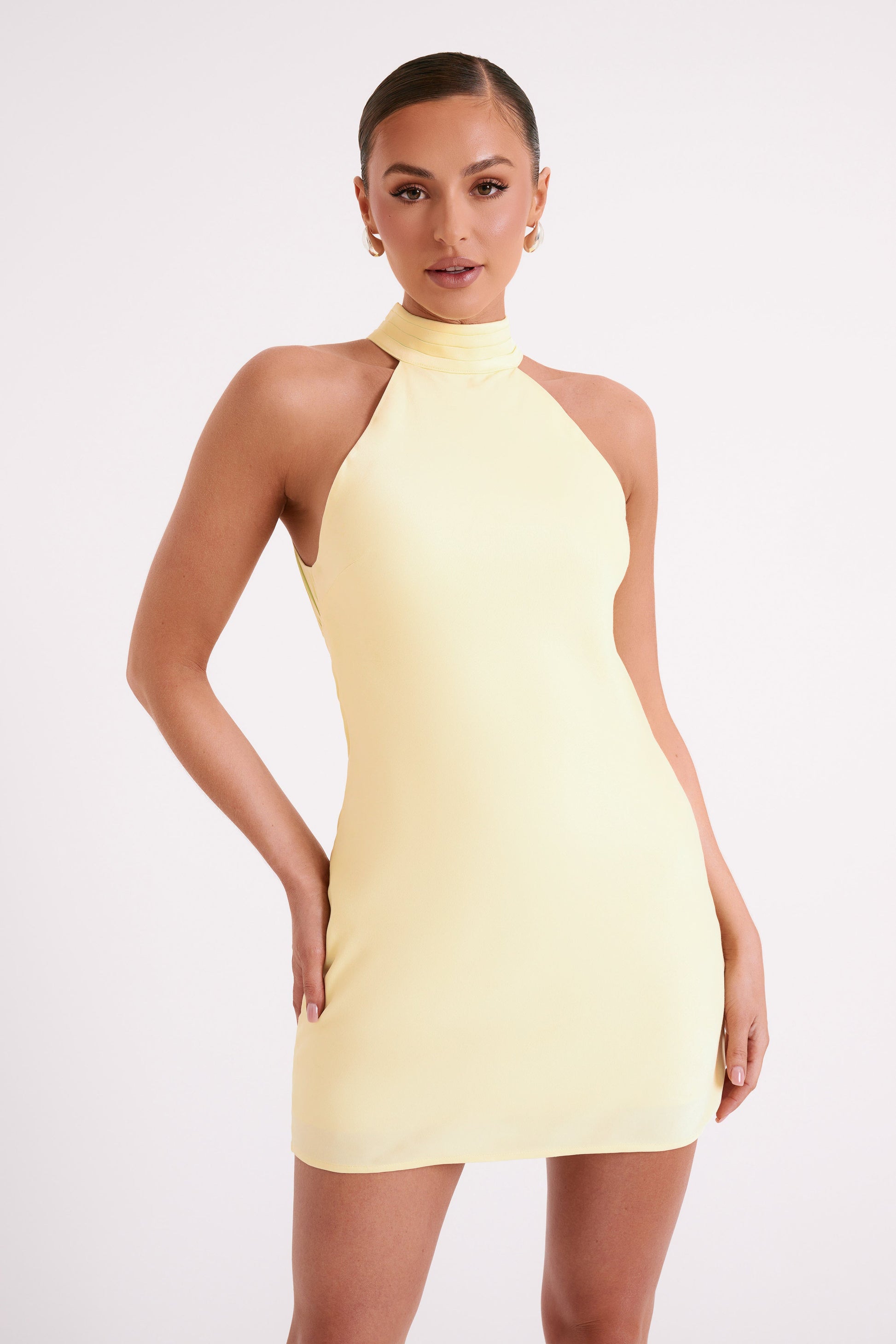 Claire Matte A Line Mini Dress - Light Yellow #8