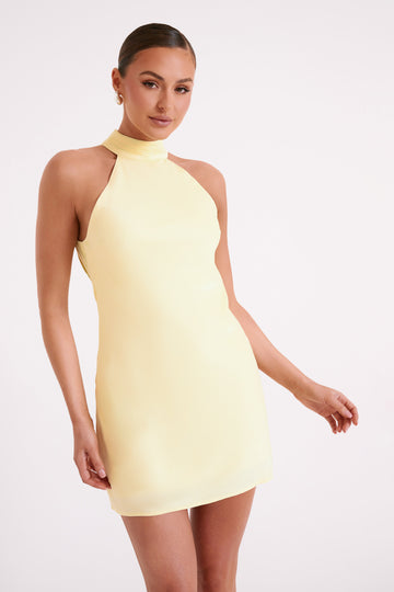 Claire A Line Mini Dress - Light Yellow