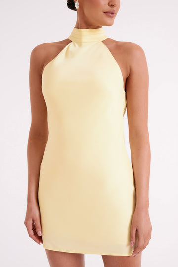 Claire A Line Mini Dress - Light Yellow
