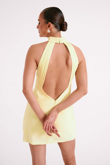 Claire A Line Mini Dress - Light Yellow