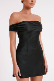 Cher Satin Strapless Mini Dress - Black