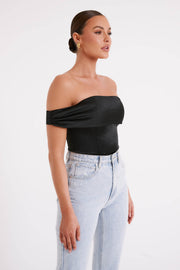 Anysa Satin Strapless Top - Black