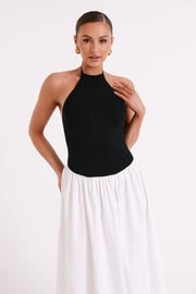 Katie Knit And Linen Midi Dress - Black/White