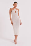 Kahali Boucle Halter Midi Dress - Cream