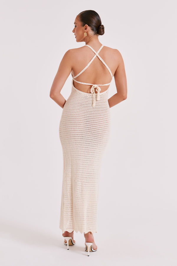 Monica Crochet Knit Maxi Dress - Ivory