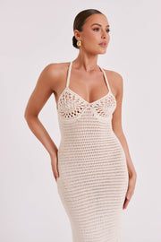 Monica Crochet Knit Maxi Dress - Ivory