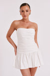 Fran Ruched Cotton Mini Dress - Rosewater