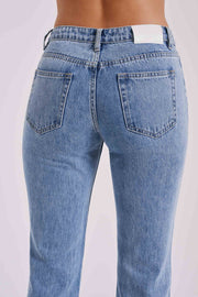 Stephy Low Rise Straight Leg Denim Jean - Vintage Blue