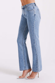 Stephy Low Rise Straight Leg Denim Jean - Vintage Blue