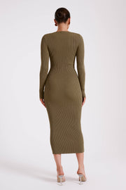 Rowen Long Sleeve Midi Dress - Olive