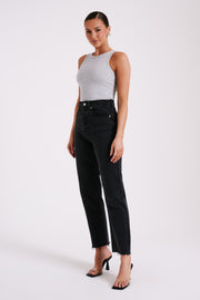 Zanna Ribbed Tank Top - Grey Marle