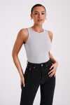 Zanna Ribbed Tank Top - Grey Marle