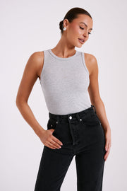 Zanna Ribbed Tank Top - Grey Marle
