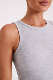 Zanna Ribbed Tank Top - Grey Marle