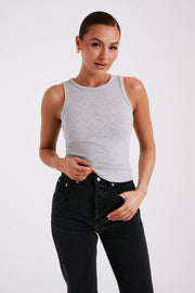 Zanna Ribbed Tank Top - Grey Marle