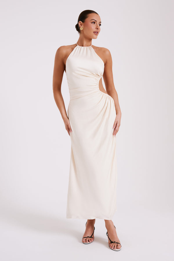 Shop Formal Dress - Rosalina  Cut Out Maxi Dress - Ivory fourth image