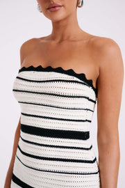 Jenni Contrast Crochet Knit Mini Dress - Black/White