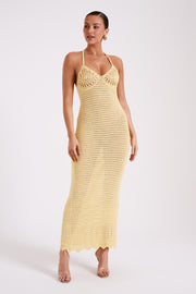 Monica Crochet Knit Maxi Dress - Butter