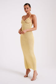 Monica Crochet Knit Maxi Dress - Butter