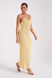 Monica Crochet Knit Maxi Dress - Butter