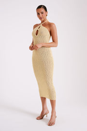 Kahali Boucle Halter Midi Dress - Butter