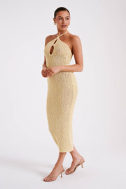 Kahali Boucle Halter Midi Dress - Butter