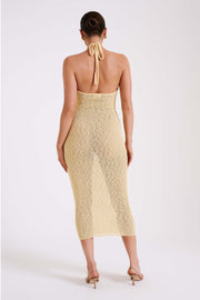 Kahali Boucle Halter Midi Dress - Butter